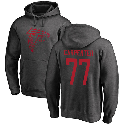 Atlanta Falcons Men Ash James Carpenter One Color NFL Football #77 Pullover Hoodie Sweatshirts